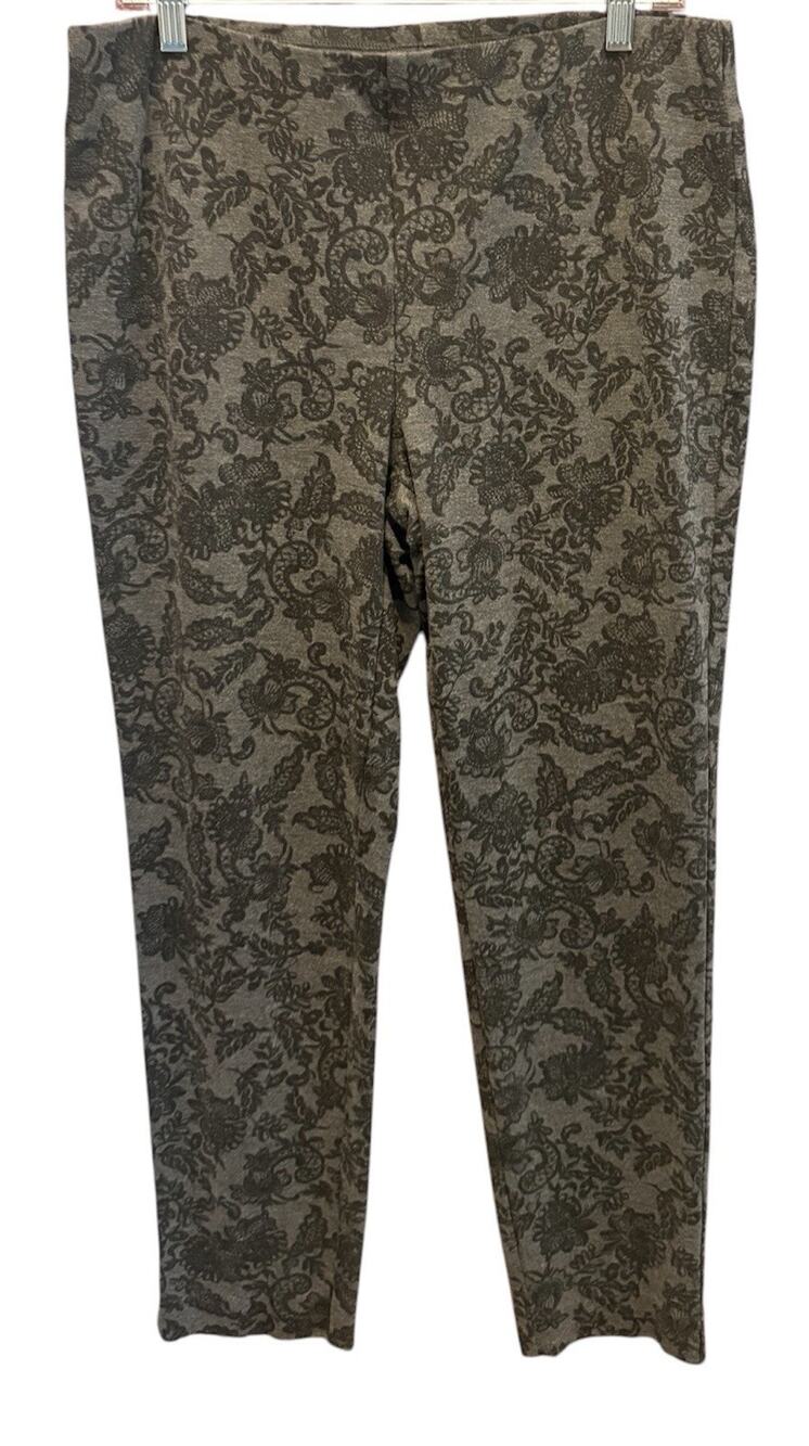 Chico’s Gray and Black Pull-On Paisley Pants Size 1.5 (M/10)
